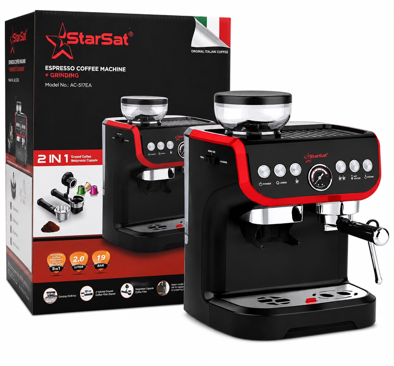 StarSat ESPRESSO COFFEE MACHINE + GRINDING:AC-517EA