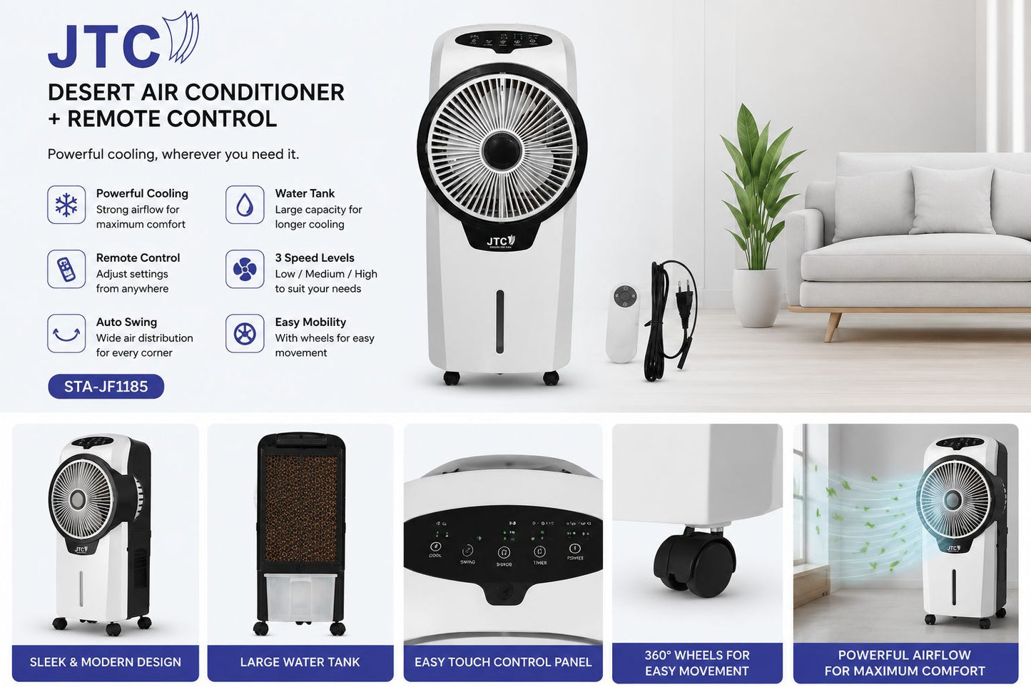JTC RECHARGEABLE FAN JF-1185