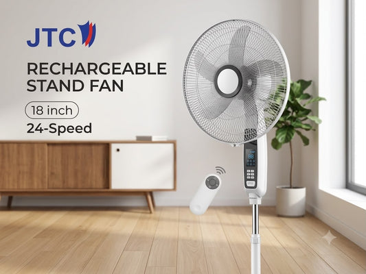 JTC RECHARGEABLE STAND FAN 18” JF-5968HRS W