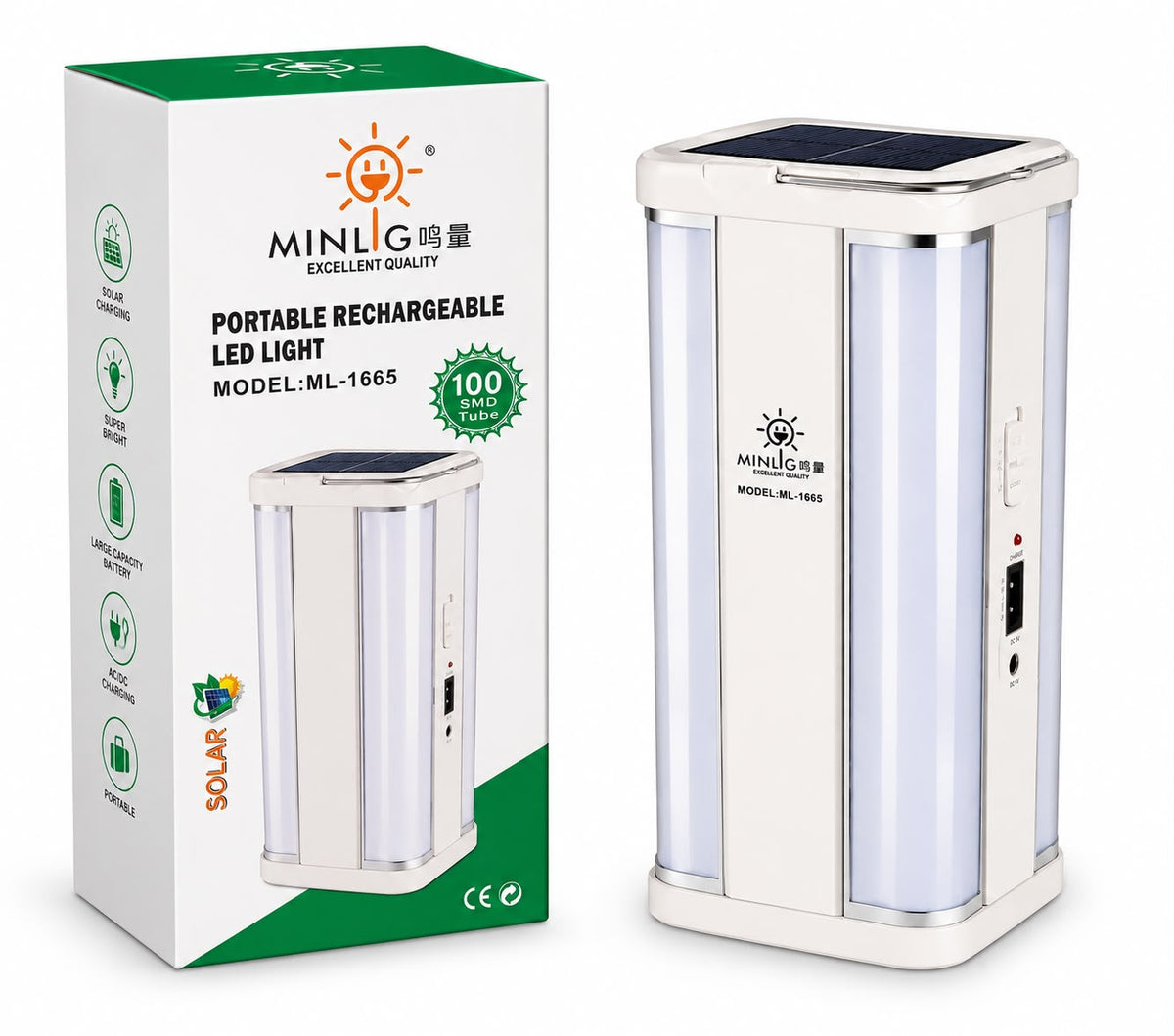 MINLIG EXCELLENT QUALITY PORTABLE RECHARGEABLE LED LIGHT:ML-1665
