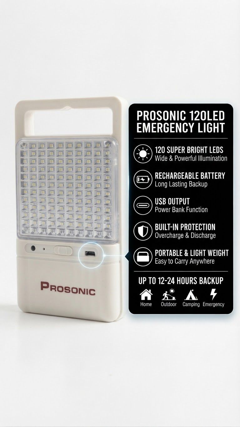 Prosonic 120-LED Rechargeable Emergency Light