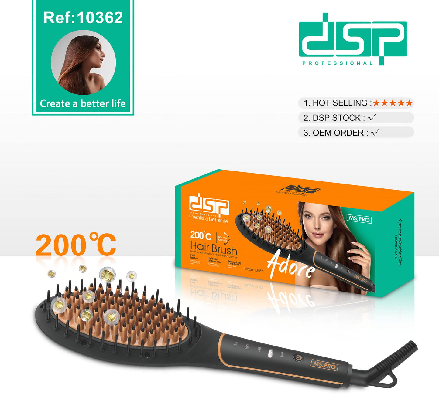 DSP 10362, Professional Portable Hair Straightener